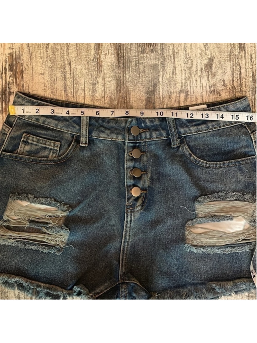 Shein Denim Shorts Size 30 Distressed - Picture 5 of 6